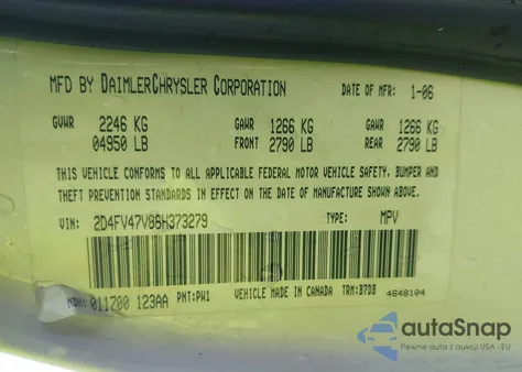 2006 Dodge Magnum z USA, uszkodzony, nr VIN 2D4FV47V86H373279